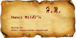 Hancz Milán névjegykártya
