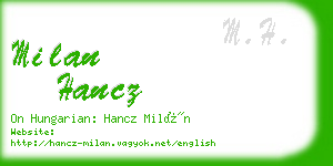 milan hancz business card